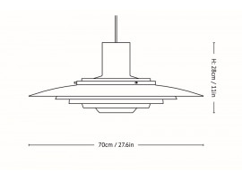 Mid-Century  modern scandinavian pendant lamp P376 KF2, Ø 70cm. New edition 