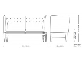 Mayor AJ6 Sofa 2 seat by Arne Jacobsen & Flemming Lassen. New edition