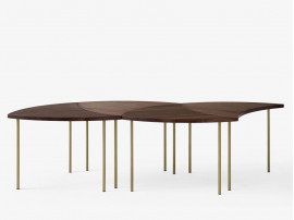 Pinwheel HM7 coffee or side table by Hvidt and Mølgaard. New edition. Walnut