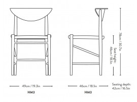 Chaise scandinave Drawn HM3 ou modèle 316. Edition neuve