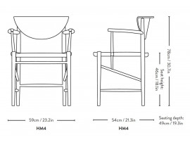 Drawn Armchair HM4 or model 317 by Hvidt and Mølgaard. New edition