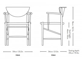 Fauteuil scandinave Drawn HM4 ou modèle 317. Edition neuve