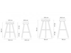 Bar stool, Shoemaker Chair™ No. 68, Black-stained Beech. New edition. 68 cm ou 78 cm