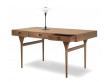 Bureau scandinave  ND93, 3 tiroirs, noyer. Nouvelle édition.