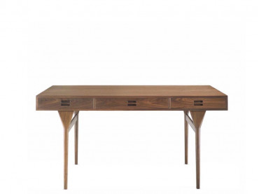 Bureau scandinave  ND93, 3 tiroirs, noyer. Nouvelle édition.