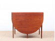 Mid-Century Modern Scandinavian dining table flap table in teak and oak for 2-6 seats