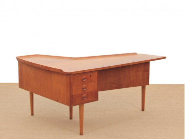 Bureau scandinave boomerang en teck