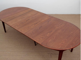 Table de repas scandinave ronde en teck, 4/12 pers