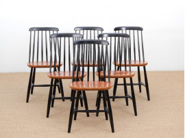 Mid-Century Modern scandinavian set of 6 Nesto dining by  Nässjö stolfabrik