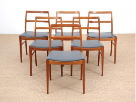Mid-Century  modern scandinavian set of 6 chairs by Arne Vodder model 430 in teak