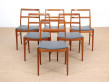 Mid-Century  modern scandinavian set of 6 chairs by Arne Vodder model 430 in teak