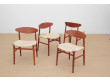 Suite de 4 chaises scandinaves en teck