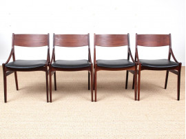 Set of 4 Mid-Century Modern scandinavian chairs in rosewood by  H. Vestervig Eriksen