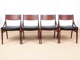 Suite de 4 chaises scandinaves en palissandre de Rio