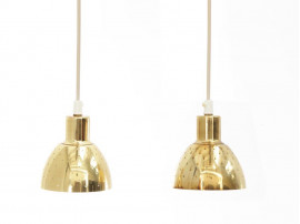 Mid-Century  modern scandinavian pair of little pendant lamp in brass by Hans-Agne Jakobsson