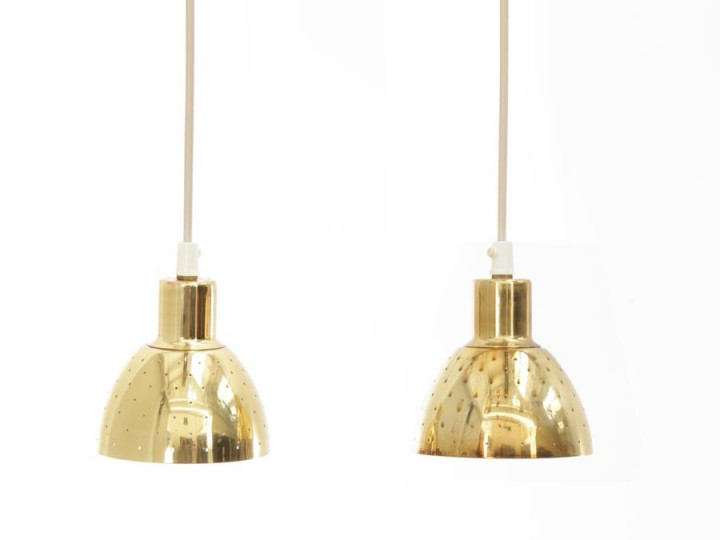 Mid-Century  modern scandinavian pair of little pendant lamp in brass by Hans-Agne Jakobsson