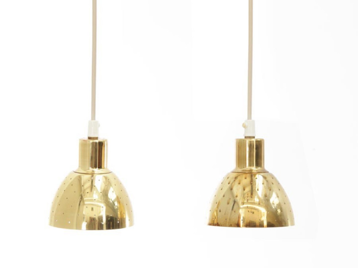 Paire de petites suspensions scandinaves en laiton