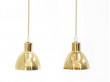 Mid-Century  modern scandinavian pair of little pendant lamp in brass by Hans-Agne Jakobsson