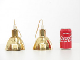 Mid-Century  modern scandinavian pair of little pendant lamp in brass by Hans-Agne Jakobsson