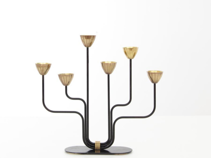 Mid-Century modern Ystad Metall candelabras by  Gunnar Ander 