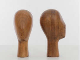 Pair of vintage wood mannequin head