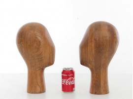 Pair of vintage wood mannequin head