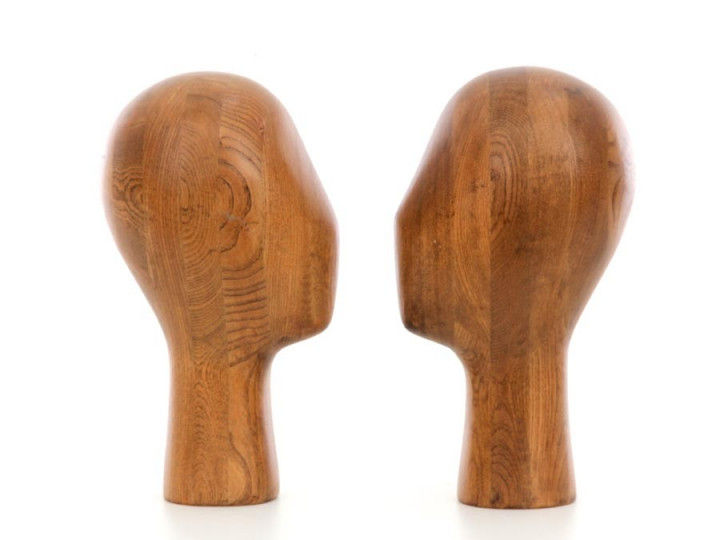 Pair of vintage wood mannequin head