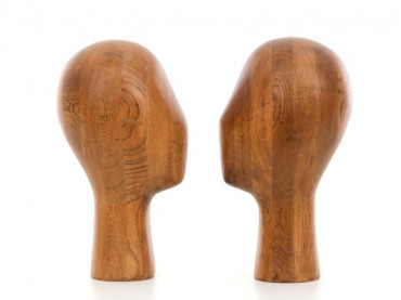 Pair of vintage wood mannequin head