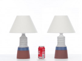 Pair of ceramic table lamps. Glazed stoneware. Unique pieces.