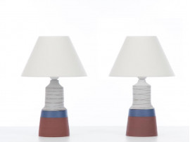 Pair of ceramic table lamps. Glazed stoneware. Unique pieces.