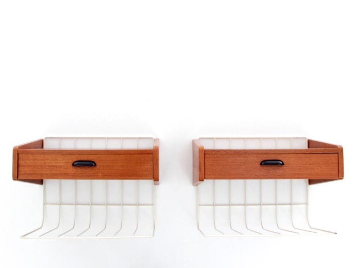 Mid-Century  modern scandinavian pair of wall bed tables