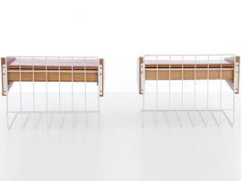 Mid-Century  modern scandinavian pair of wall bed tables