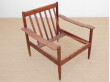 Mid-Century  modern scandinavian pair of lounge chairs in teak