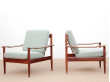 Mid-Century  modern scandinavian pair of lounge chairs in teak