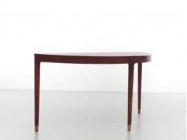 Table basse scandinave ou table d'appoint demi lune en acajou