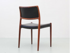 Mid-Century  modern scandinavian set of 6 chairs in Rio rosewood model n°80  by Niels Møller