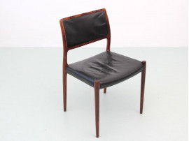 Mid-Century  modern scandinavian set of 6 chairs in Rio rosewood model n°80  by Niels Møller