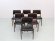 Mid-Century  modern scandinavian set of 6 chairs in Rio rosewood model n°80  by Niels Møller