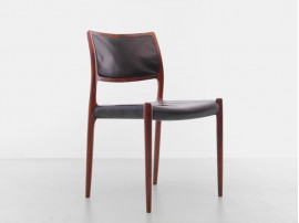 Mid-Century  modern scandinavian set of 6 chairs in Rio rosewood model n°80  by Niels Møller