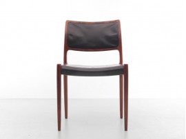 Mid-Century  modern scandinavian set of 6 chairs in Rio rosewood model n°80  by Niels Møller