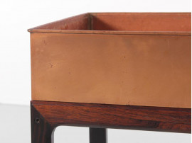 Mid-Century  modern scandinavian planter in Rio rosewood and copper by Arne Wahl Iversen