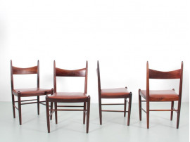 Mid-Century  modern  set of 4 dining chairs in Rio rosewood by H. Vestervig Eriksen