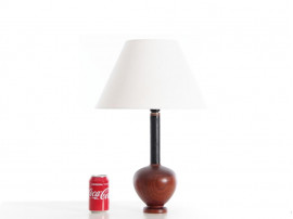 Lampe scandinave en teck et cuir