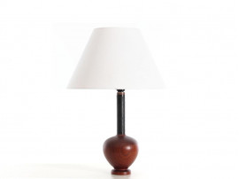 Lampe scandinave en teck et cuir