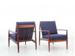 Mid-Century  modern pair of lounge chairs in teak model 118 by Grete Jalk