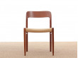 Mid-Century  modern scandinavian pair of teak dining chairs model 75 by Niel Møller