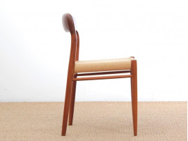 Mid-Century  modern scandinavian pair of teak dining chairs model 75 by Niel Møller