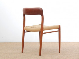 Mid-Century  modern scandinavian pair of teak dining chairs model 75 by Niel Møller