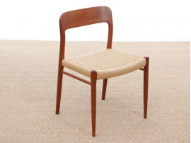 Mid-Century  modern scandinavian pair of teak dining chairs model 75 by Niel Møller