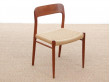 Mid-Century  modern scandinavian pair of teak dining chairs model 75 by Niel Møller